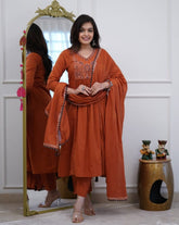 Black Embroidered Anarkali Kurta Set with Dupatta