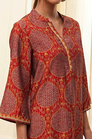 Rust Red Printed Kurta Set