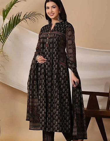 Ebony Floral Block Print Kurta Set