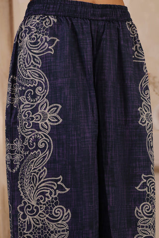 Navy Blue Printed Kurta & Pant Set