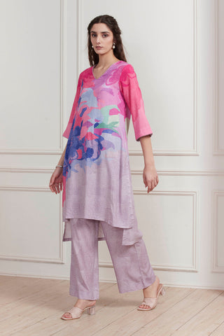 Pink Floral Printed Kurta Set