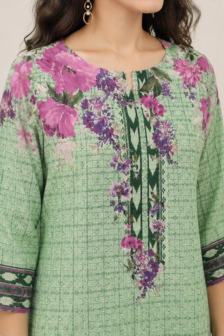 Mint Green Floral Printed Suit Set