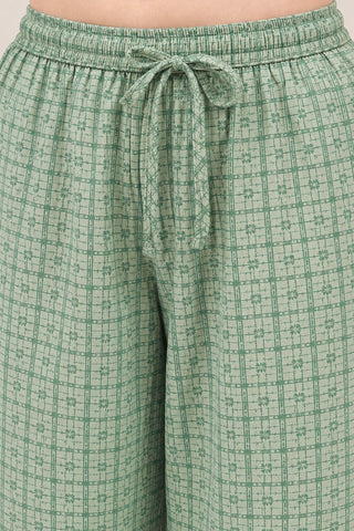 Mint Green Floral Printed Suit Set