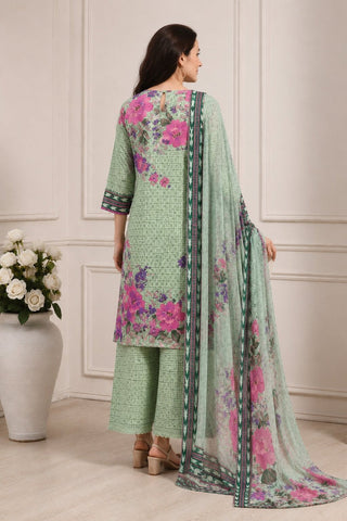 Mint Green Floral Printed Suit Set